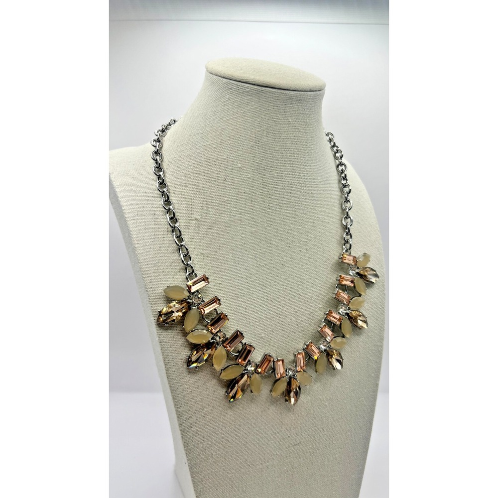 Banana Republic Statement Necklace Sparkling Rhinestones Bib Necklace Pink Yellw